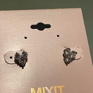 Mixit Sparkling Silver heart Earrings valentine whimsical